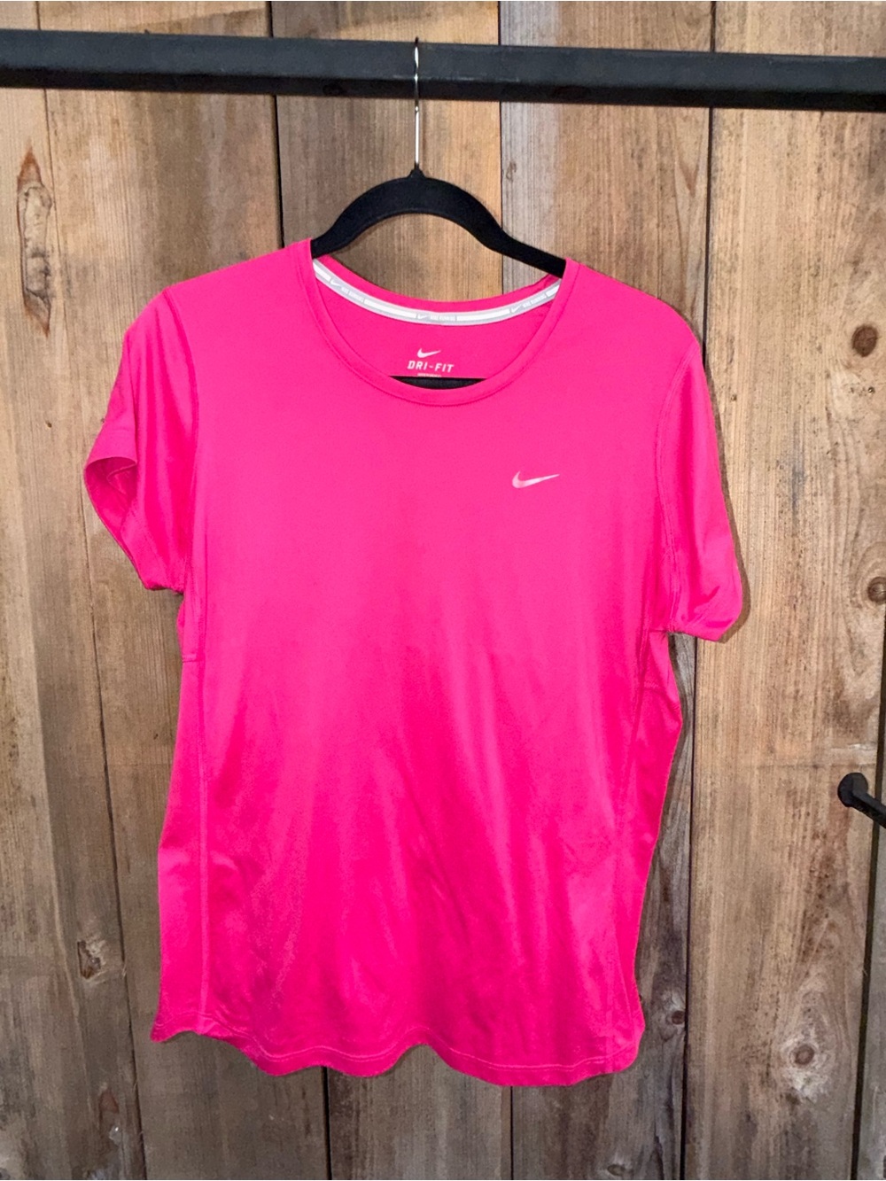 Nike Women's Nike Running Dri-FIT Short Sleeve Tee in Bright Pink size XL